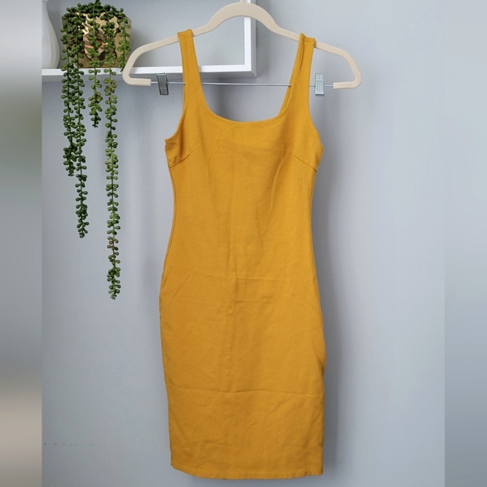 Yellow mustard bodycon dress